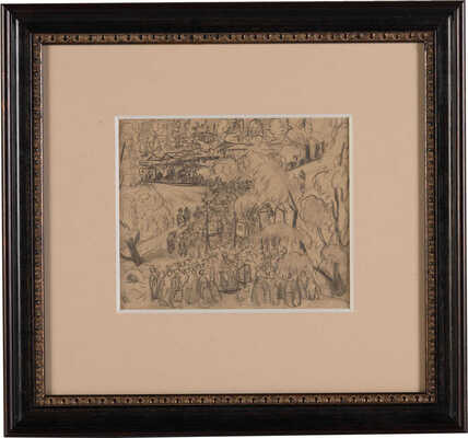 Кустодиев Борис Михайлович. Зима. Крещенское водосвятие (на оборотной стороне карандашный набросок «Улица в провинциальном городе») 